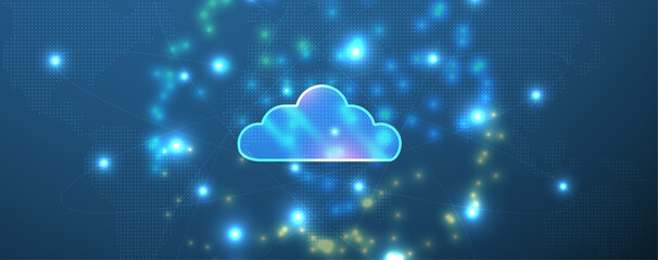 Modern cloud technology. Integrated digital web concept background