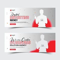 Wall Mural - Creative digital marketing agency facebook cover design or social media cover and web banner post template