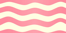 Candy Striped Background. Texture With Pink Caramel Waves. Abstract Striped Fun Pattern In 70s Style