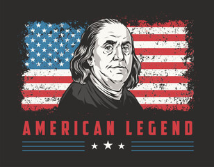 Wall Mural - Benjamin Franklin colorful vintage sticker