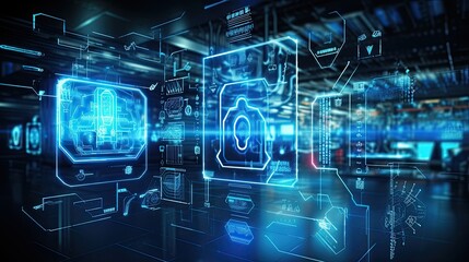 Poster - Images might depict security shields, lock symbols, or security assessment reports, highlighting system security checks