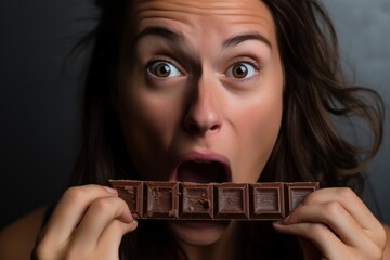 woman eating chocolate