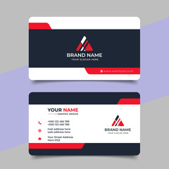 Wall Mural - red modern creative business card and name card horizontal simple clean template vector design