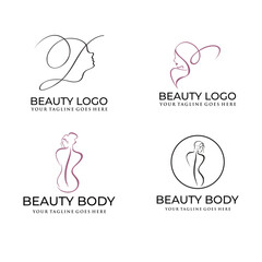 Wall Mural - modern beauty female body logo set