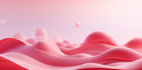 Pink abstract background with glass shining spheres. Backdrop design for product promotion. 3d rendering