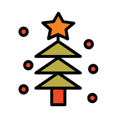 Poster - Christmas Tree Winter Filled Outline Icon