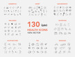 Set of 130 health vectors icon, thin line web icon set, vector illustration