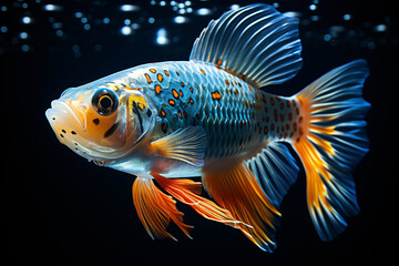 Wall Mural - Guppy Poecilia reticulata colorful rainbow tropical aquarium fish