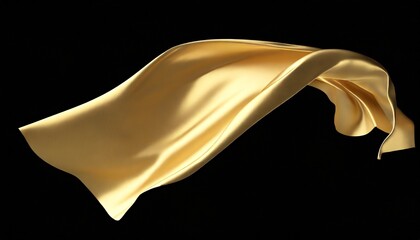 Wall Mural - gold cloth flying in the wind isolated on black background 3d render