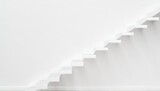 Fototapeta Przestrzenne - white stairs or steps going up on white wall background business achievement or career goal concept