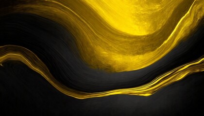 Sticker - abstract black and gold acrylic wave empty painting wall grunge glow texture relief background