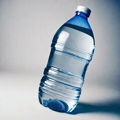 blue water bottles isolated on white background