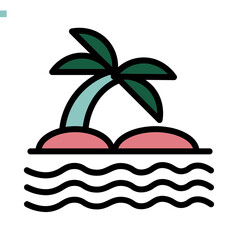 Canvas Print - Wave Ocean Island Filled Outline Icon