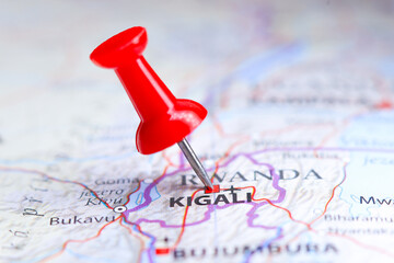 Kigali, Rwanda pin on map