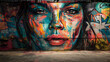 Graffiti street wall art of a beauty girl woman background wallpaper