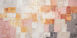Oil painting with abstract geometric shapes in grey, peach, burgundy and gold colors in boho style using palette knife, art painting texture background