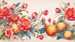 Chinese auspicious flower and fruit pattern background
