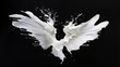 bird wings created with milk splashes on a black . generated by ai