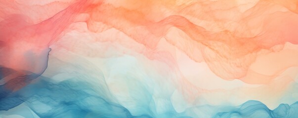  Abstract watercolor paint background by teal blue and light salmon with liquid fluid texture for background