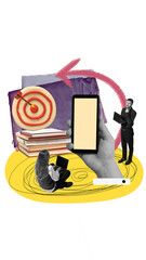 Wall Mural - young man and woman, colleague working online writing down plans, chatting with customers, reaching 