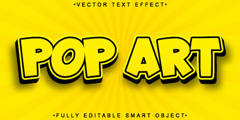 Wall Mural - Yellow Pop Art Cartoon Vector Fully Editable Smart Object Text Effect