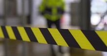 Safety exclusion hazard tape crime scene barrier yellow and black stripes no entry