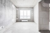 Fototapeta Perspektywa 3d - interior of the apartment without decoration in gray colors. rough finish