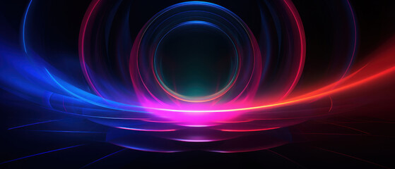 Wall Mural - a dazzling display of colorful neon lights in a circular formation.