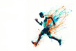 A man runner abstract color splash on a white background. ai generative