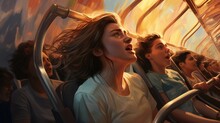 Adults On A Roller Coaster Generative AI