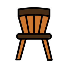 Chair Seat Wood Filled Outline Icon