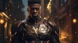 African american superhero Portrait of black man in fantastic costume