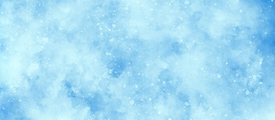 Wall Mural - blue watercolor painting on winter seasonal morning texture, sunshine or sparkling lights and glitte