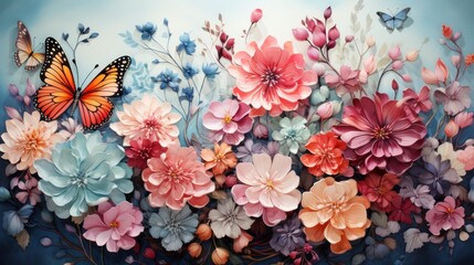 Flowers and Butterflies Pattern