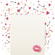 Valentine Card with a Kiss on a Background of Confetti