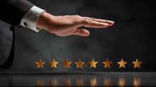 Man Hand Giving And Rating With Stars Gold Symbol