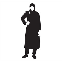 Poster - A hijab woman vector silhouette, Black color silhouette, white background