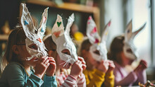 Children Crafting Easter Bunny Masks, Easter Background, Easter Celebration, Bunny, Eggs, Resurrection, Chocolate, Spring, Cross, Sunday, Jesus, 16:9