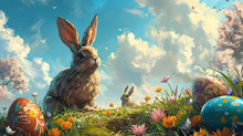 Easter-themed Digital Illustrations And Artwork, Easter Background, Easter Celebration, Bunny, Eggs, Resurrection, Chocolate, Spring, Cross, Sunday, Jesus, 16:9