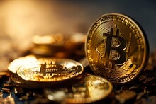 Bitcoin Cryptocurrency Digital Money Golden Coin