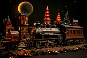 Poster - Christmas Train Sets - Generative AI