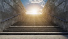 Old Concrete Stairs To The Light The Way To Success 3d Rendering