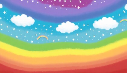 colorful cheery rainbow star background wallpaper children s cartoon bedroom design abstract sky cloudscape