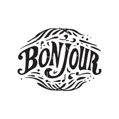 Sticker - Bonjour slogan t shirt vector illustration