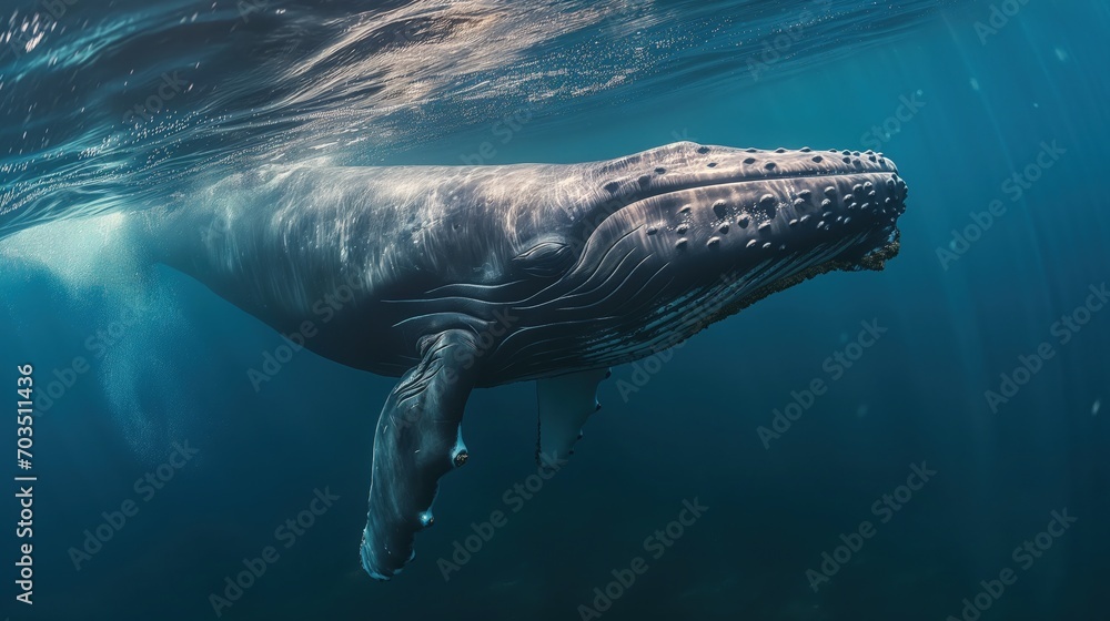 Humpback Whale Diving in the Ocean Stock Photo | Adobe Stock