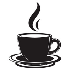 Poster - Stylish cup of coffee. Vector drawing of a cup of coffee with smoke.