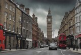 Fototapeta Londyn - London Big Ben and traffic on Westminster Bridge
