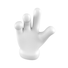 Poster - White emoji cute touching gesture isolated. Touch or tap hand icons, symbols, signals and signs. 3d rendering.