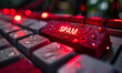 Red SPAM Alert Button on a Keyboard Illustrating Cybersecurity Threats and Email Filtering Concepts in a Digital Communication Setting
