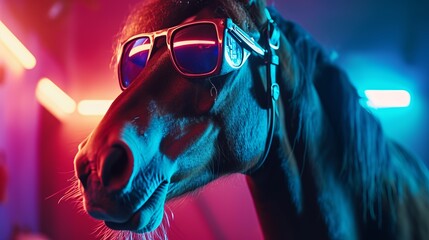 Canvas Print - a horse wearing sunglasses